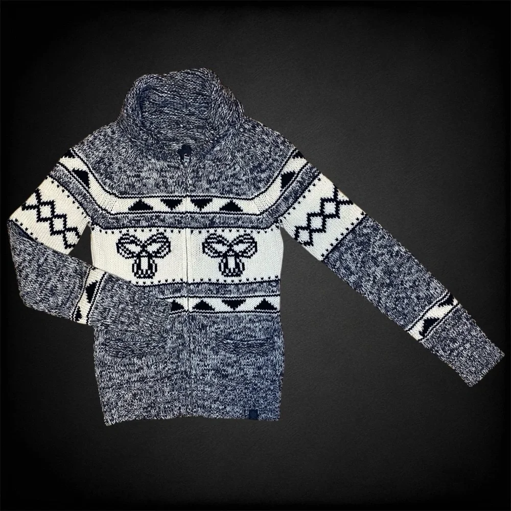 TNA Grey Lambswool Zip Up Sweater - Picture 2 of 9